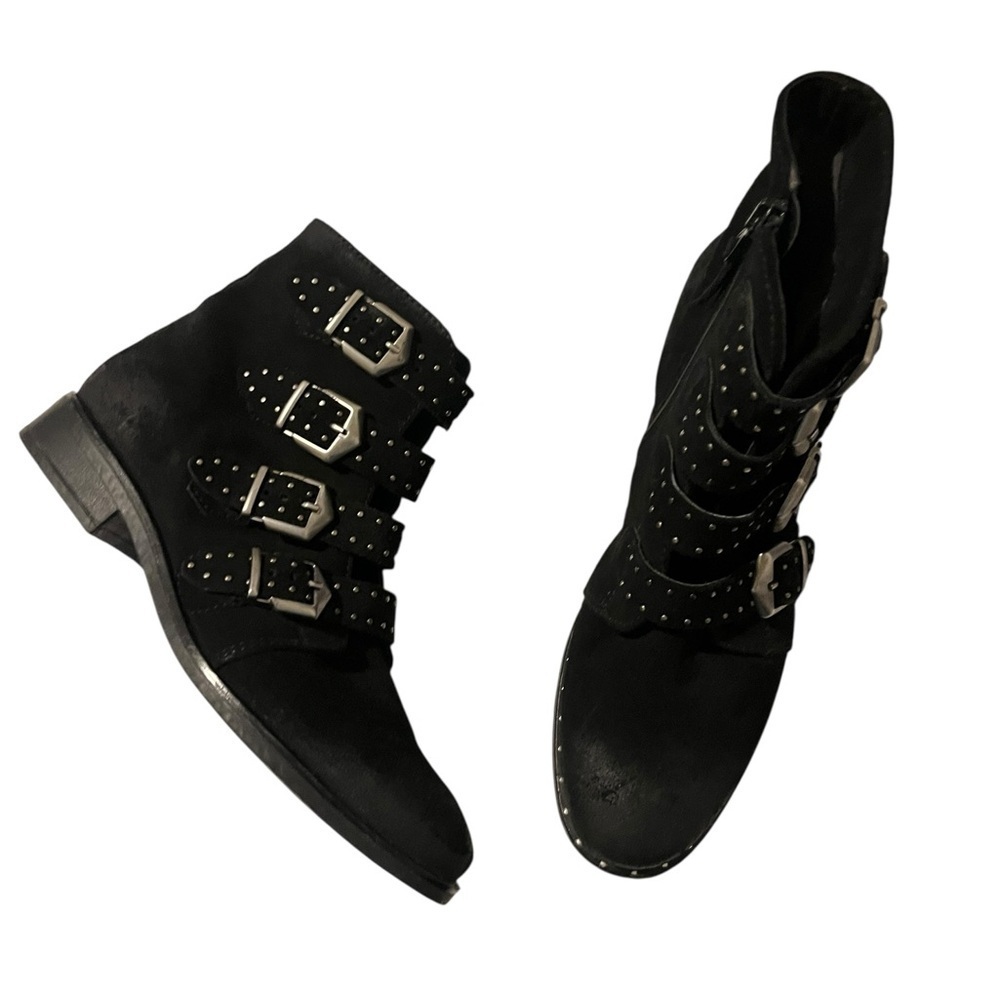 Miz Mooz - Leather Buckle Ankle Boots - Edgy - Black Sz 41